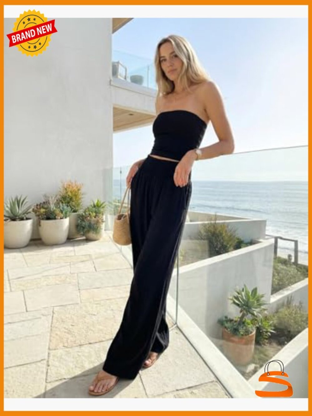 Tall Wide Leg Palazzo Pants High Waisted Flowy with Pockets Long Inseam - Picture 3 of 7
